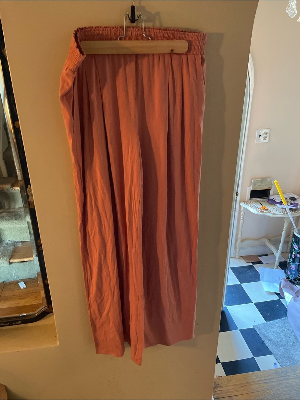 AnyBody Smocked Waist peach colored wide leg comfy pants